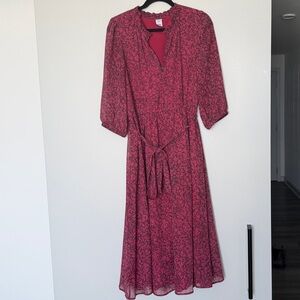 Melrose and Market Burgundy Floral Long Sleeve Dress